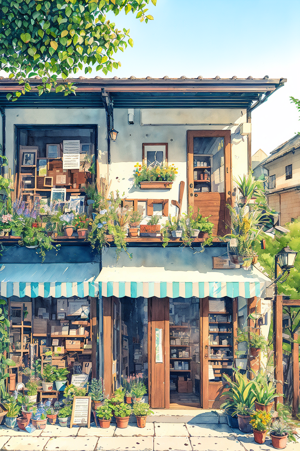 03845-4221699670-Flower store, coffee spot, tables, chairs, no one, windows, flowers, plants, potted plants, watercolor (medium), landscapes, doo.png